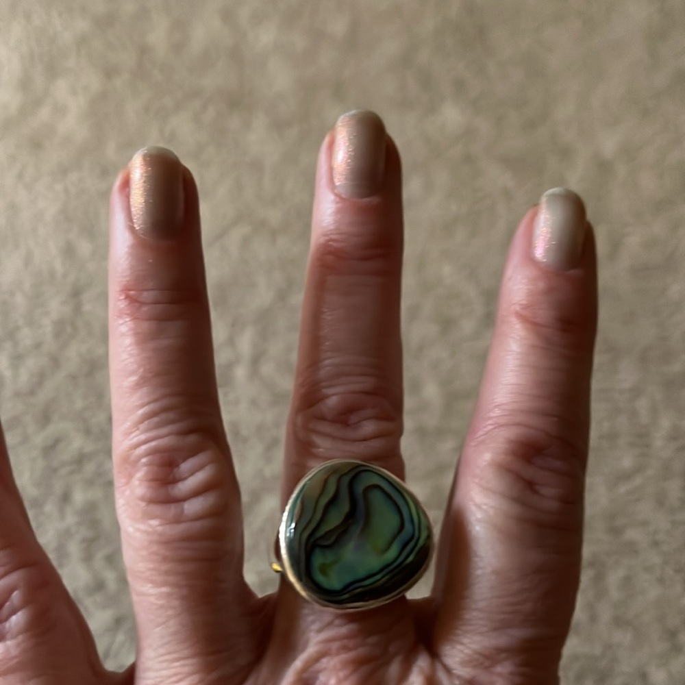 New Abalone And Silver Statement Ring - image 2